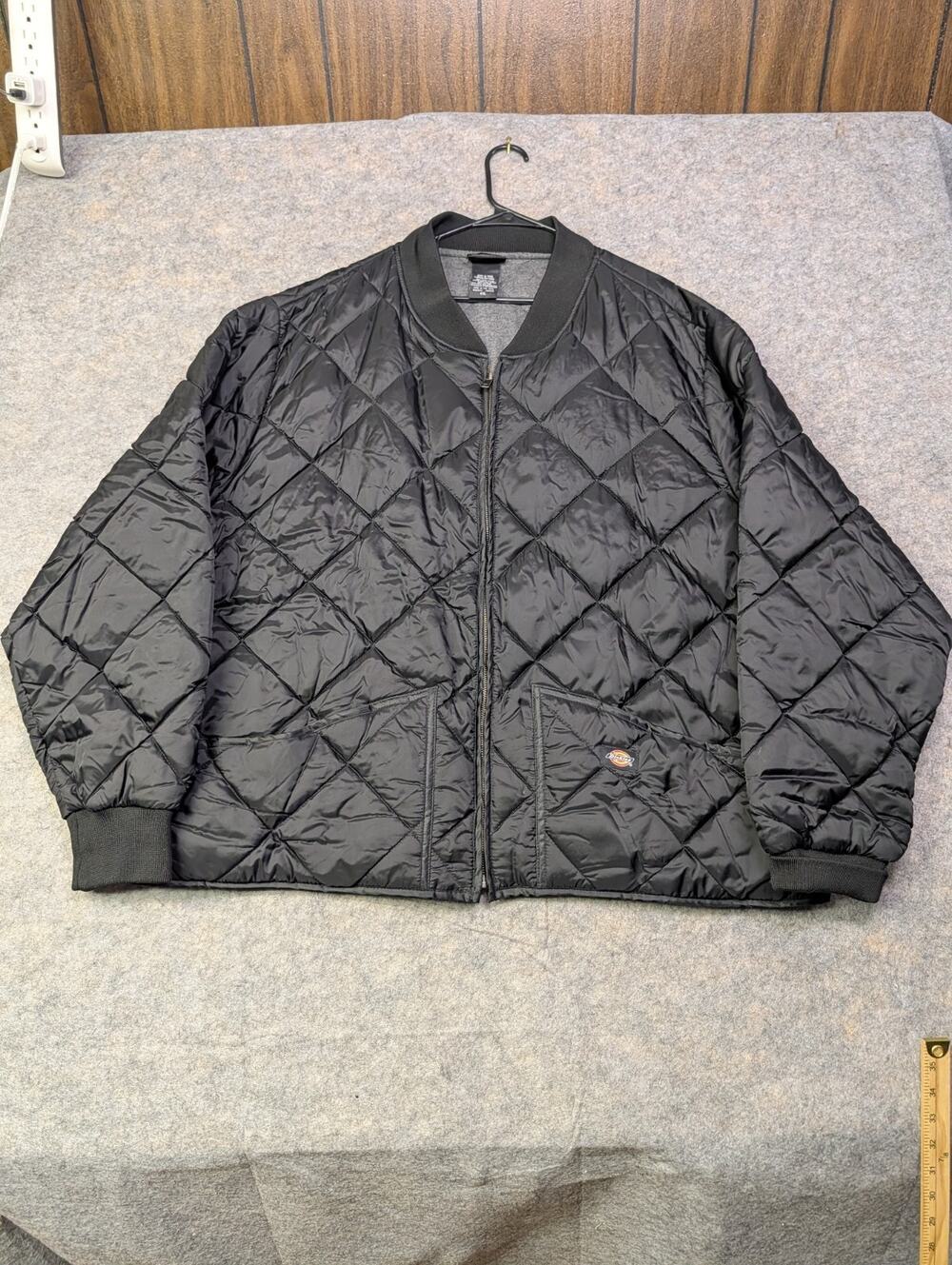Dickies Men's Quilted Bomber Jacket Black 4XL Full Zip Classic Outdoor Winter
